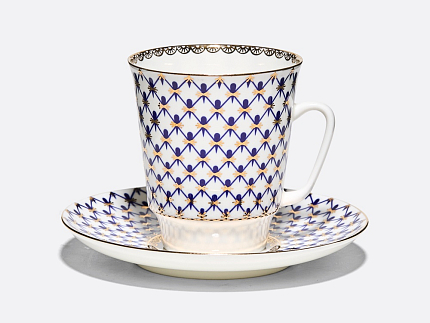 Чашка с блюдцем кофейная 165 мл.,  форма Майская,  рисунок Кобальтовая сетка арт. 81.14574.00.1