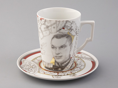 Бокал с блюдцем в подарочной упаковке, форма Гранд, рисунок Маршалы победы Константин Рокоссовский, арт. 81.33244.00.1