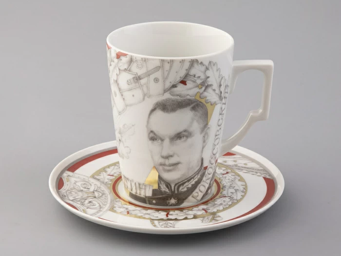 Бокал с блюдцем в подарочной упаковке, форма Гранд, рисунок Маршалы победы Константин Рокоссовский, арт. 81.33244.00.1, 