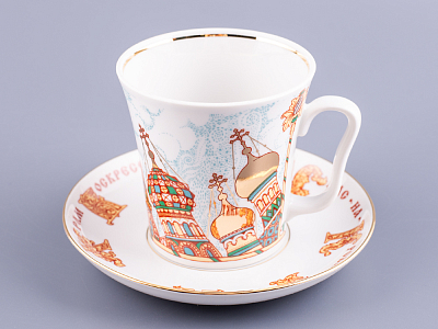 Бокал с блюдцем 360 мл форма Ленинградский рисунок Храм Спас-на-Крови арт. 81.15553.00.1