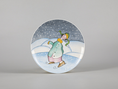 Декоративная тарелка 195 мм форма Эллипс рисунок Зима. Мальчик арт. 81.31054.00.1