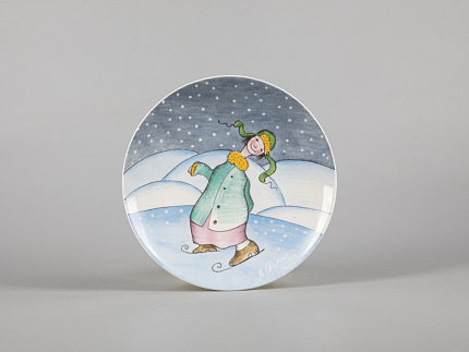 Декоративная тарелка 195 мм форма Эллипс рисунок Зима. Мальчик арт. 81.31054.00.1