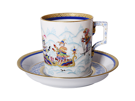 Чашка с блюдцем чайная форма Гербовая рисунок Зимние забавы 3 арт. 81.15745.00.1