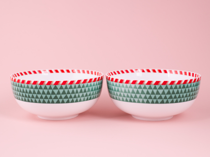 Набор салатников 2шт 160 мм, форма Восточная, рисунок Зимняя история (зеленый) арт. 81.11370.00.1, 