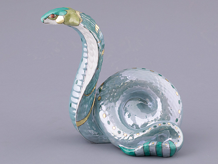 Скульптура форма Кобра, большой размер, в подарочной упаковке, рисунок Хризопраз, арт. 81.32812.00.1