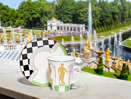 Чашка с блюдцем 165 мл, форма Майская, рисунок Фонтан Большой Каскад, арт. 81.34933.00.1