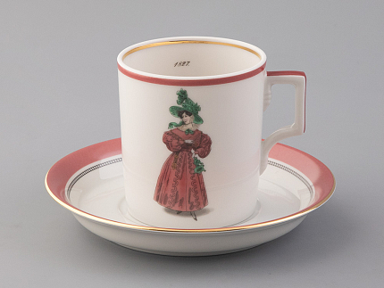 Чашка с блюдцем чайная 220 мл форма Гербовая рисунок Modes de Paris 1827 арт. 81.25413.00.1