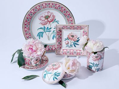 Подставка для мелочей в подарочной упаковке, форма Квадратная, рисунок Дивный Пион, арт 81.34212.00.1