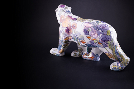 Скульптура Медведь идущий, большой размер, рисунок Цветущая Арктика 2, арт 62.16342.00.1