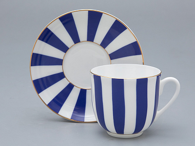 Чашка с блюдцем кофейная 180 мл.,  форма Ландыш 2, рисунок Да и нет (кобальт) арт. 81.25351.00.5