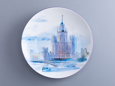 Тарелка декоративная 195 мм, форма Эллипс, рисунок Сталинская Москва, арт. 80.09159.00.1