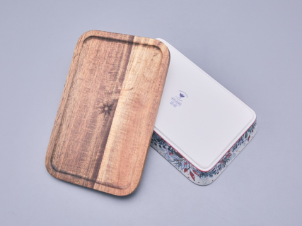 Набор для запекания с деревянной крышкой (2 предмета), в подарочной упаковке, форма Стандартная, рисунок Календа, арт 42.00073.00.1, 