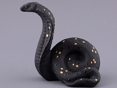 Скульптура форма Кобра, большой размер, в подарочной упаковке, рисунок Черное золото, арт. 81.32914.00.1