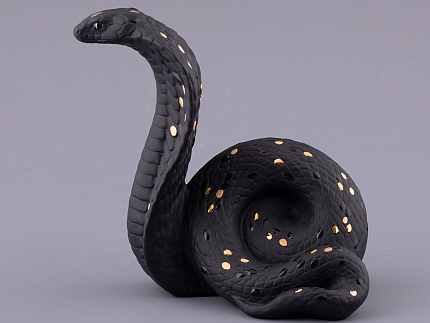 Скульптура форма Кобра, большой размер, в подарочной упаковке, рисунок Черное золото, арт. 81.32914.00.1