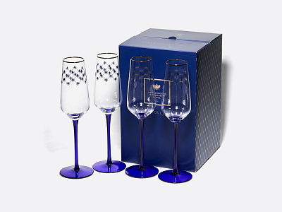 Набор (4 бокала для шампанского) 200 мл, Кобальтовая сетка арт. 14.11005.07