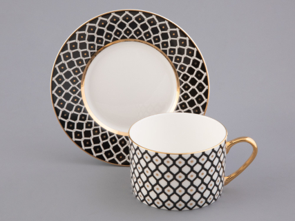 Сервиз чайный форма Идиллия рисунок Неро 1, на 4 персоны 10 предметов, арт. 81.32140.00.1, 