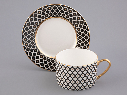 Сервиз чайный форма Идиллия рисунок Неро 1, на 4 персоны 10 предметов, арт. 81.32140.00.1