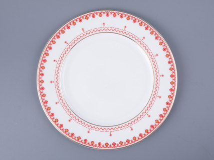 Тарелка плоская 270 мм форма Премиум рисунок Петушки-гребешки, арт 80.49802.00.1, 