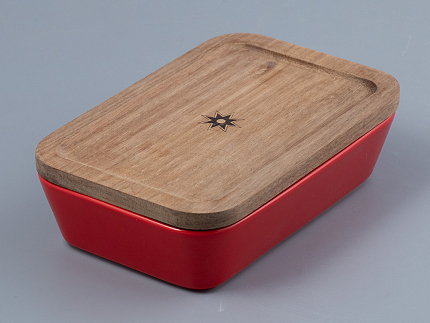 Набор для запекания с деревянной крышкой (2 предм. прямоуг.) форма Стандартная рисунок Календа арт. 42.00042.00.1