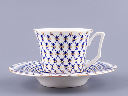 Чашка с блюдцем кофейная 145 мл форма Юлия рисунок Кобальтовая сетка арт. 81.20119.00.1