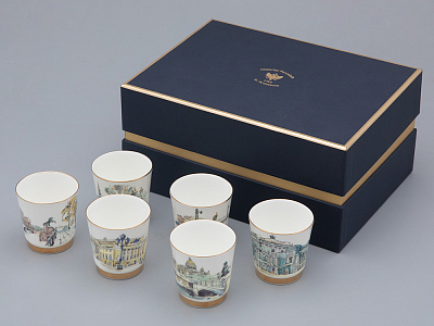 Подарочный набор стопок форма Сувенирная 1, рисунок Виды С-Петербурга арт. 81.31737.00.1