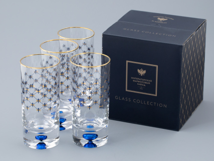 Набор из 4-х высоких стаканов Кобальтовая сетка 300 мл арт. 14.11004.07, 