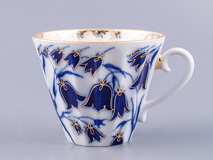 Чашка с блюдцем чайная 235 мл форма Лучистая рисунок Колокольчики арт. 81.10520.00.1