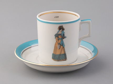 Чашка с блюдцем чайная 220 мл форма Гербовая рисунок Modes de Paris 1823 арт. 81.25412.00.1