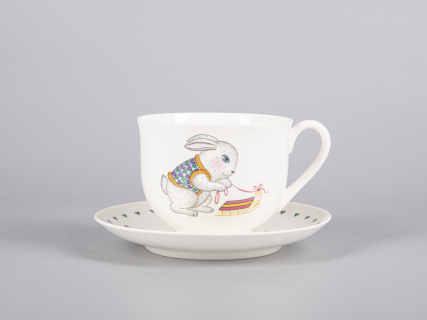 Чашка с блюдцем чайная 335 мл форма Ландыш рисунок Саночки арт. 81.30680.00.1, 