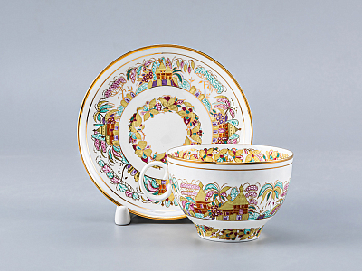 Чашка с блюдцем чайная Яблочко Пейзажный фриз 160 мл арт. 81.15456.00.1