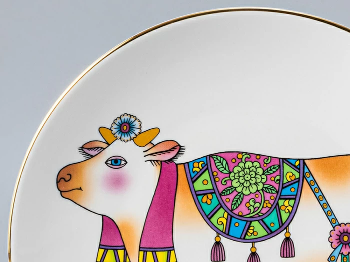 Тарелка декоративная 195 форма Эллипс рисунок Восточный сувенир. Бычок, арт. 80.99932.00.1, 