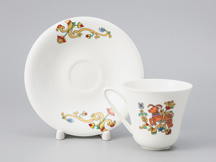 Чашка с блюдцем чайная 200 мл форма Сад рисунок Русские сказки.Сирин арт. 81.28414.00.1, Сад - Золотой кантик,Чашка с блюдцем чайная,Золотой кантик,Сад,Сазонова Е.В.