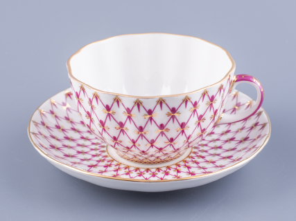 Чашка с блюдцем чайная форма Тюльпан рисунок Сетка-Блюз 2 арт. 81.24812.00.1, 
