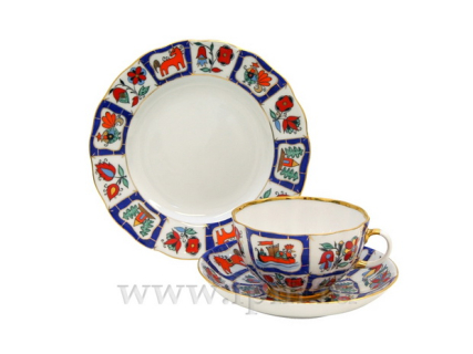 Трехпредметный комплект чайный Тюльпан Русский лубок 250 мл арт. 81.15069.00.1, 