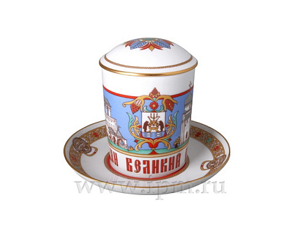 Бокал с блюдцем и с крышкой, форма Снежное утро, рисунок Великий Новгород 380 мл арт. 81.21562.00.1