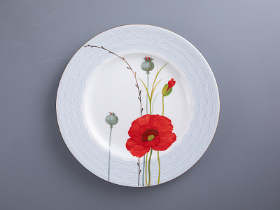 Сервиз столовый форма Премиум рисунок Маки на 6 персон 18 предметов, арт. 81.34142.00.1