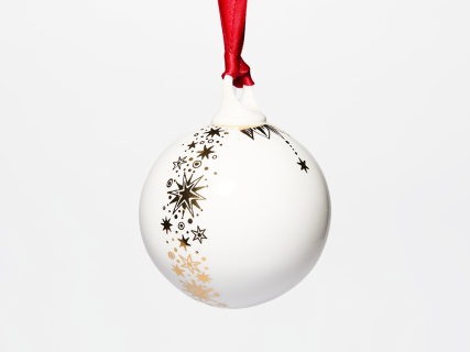 Елочная игрушка в подарочной упаковке, форма Шар с елкой, рисунок Звездопад, арт. 81.33931.00.1, 