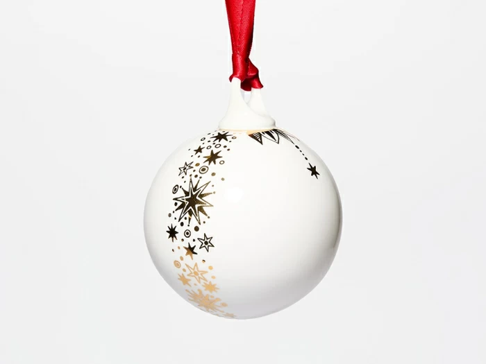 Елочная игрушка в подарочной упаковке, форма Шар с елкой, рисунок Звездопад, арт. 81.33931.00.1, 
