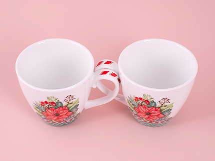 Набор бокалов с блюдцем 2шт форма Весна, рисунок Зимняя история (зеленый) арт. 81.11373.00.1