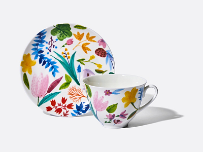 Чашка с блюдцем чайная 250 мл форма Весенняя рисунок Primavera (Примавера), арт. 81.34273.00.1