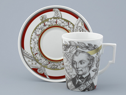 Бокал с блюдцем в подарочной упаковке, форма Гранд, рисунок Полководцы России Александр Суворов, арт. 81.32549.00.1