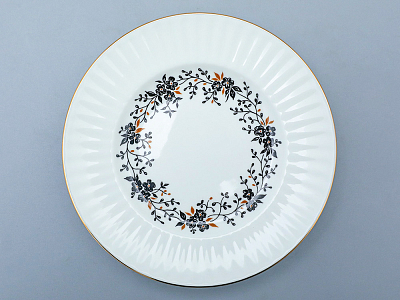 Трехпредметный комплект чайный форма Волна рисунок Тонкие веточки 155 мл арт. 81.14404.00.1