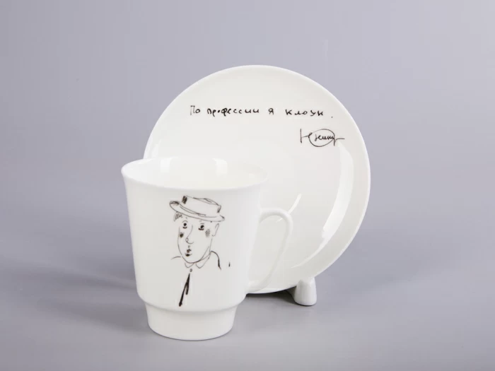 Чашка с блюдцем 165 мл форма Майская рисунок Автопортрет Юрия Никулина, арт. 81.30604.00.1, 