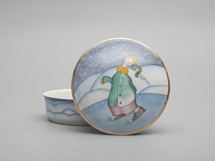 Туалетная коробочка форма Круглая рисунок Зима. Мальчик арт. 81.31062.00.1, 