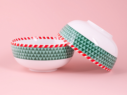 Набор салатников 2шт 160 мм, форма Восточная, рисунок Зимняя история (зеленый) арт. 81.11370.00.1