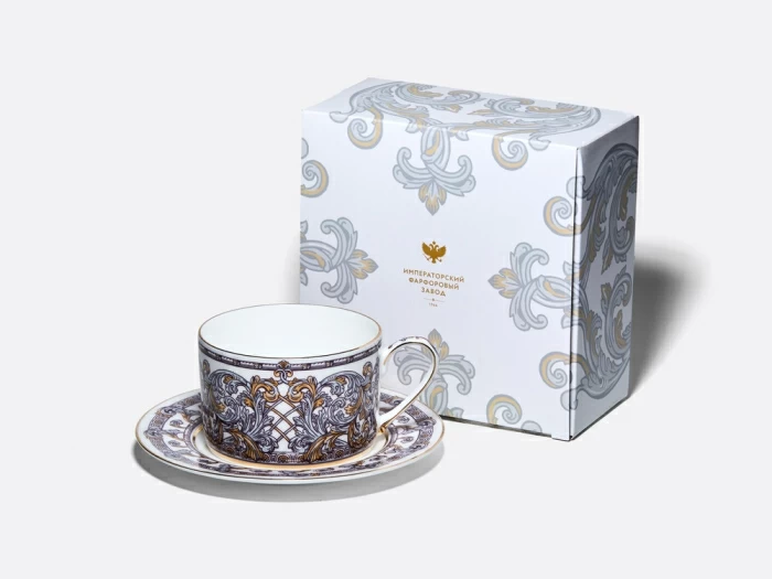 Чашка с блюдцем 300 мл в подарочной упаковке форма Идиллия рисунок Барокко, арт. 81.34917.00.1, 