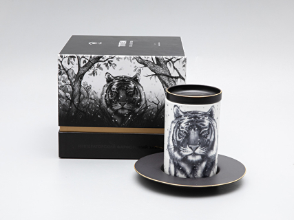 Бокал с блюдцем Тотем в подарочной упаковке, рисунок Тигр арт. 81.30082.00.1, 