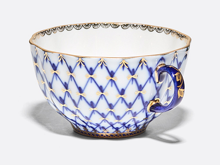 Трехпредметный комплект чайный форма Тюльпан рисунок Кобальтовая сетка арт. 81.10103.00.1