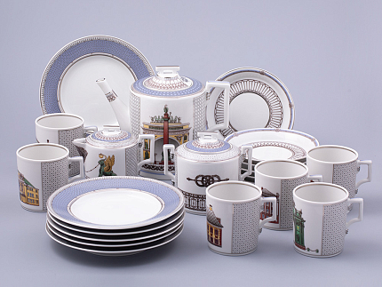 Сервиз чайный на 6 персон 21 предмет, форма Гербовая, рисунок Серебряный город, арт. 81.32583.00.1