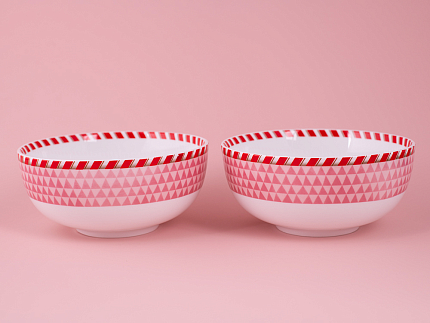 Набор салатников 2шт 160 мм, форма Восточная, рисунок Зимняя история (розовый) арт. 81.11371.00.1